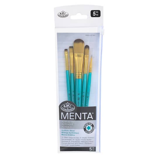 Michaels, Royal & Langnickel® Menta™ Synthetic Blend Acrylic 5 Piece Brush Set – Category: Acrylic
